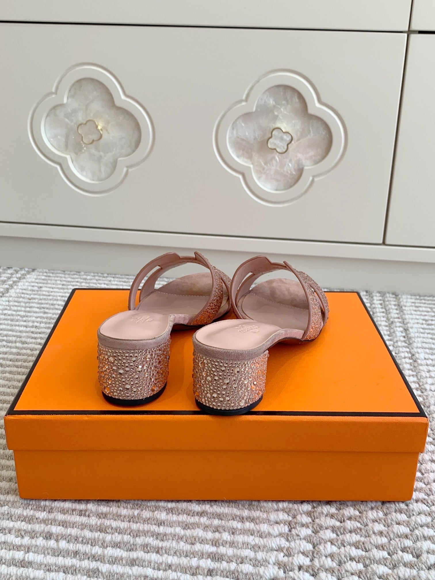 HM Oasis Sandal 50mm Pink Suede Goatskin 291394