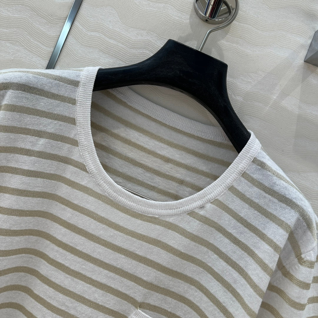 CD Short-sleeved T-shirt beige yellow Linen Viscose