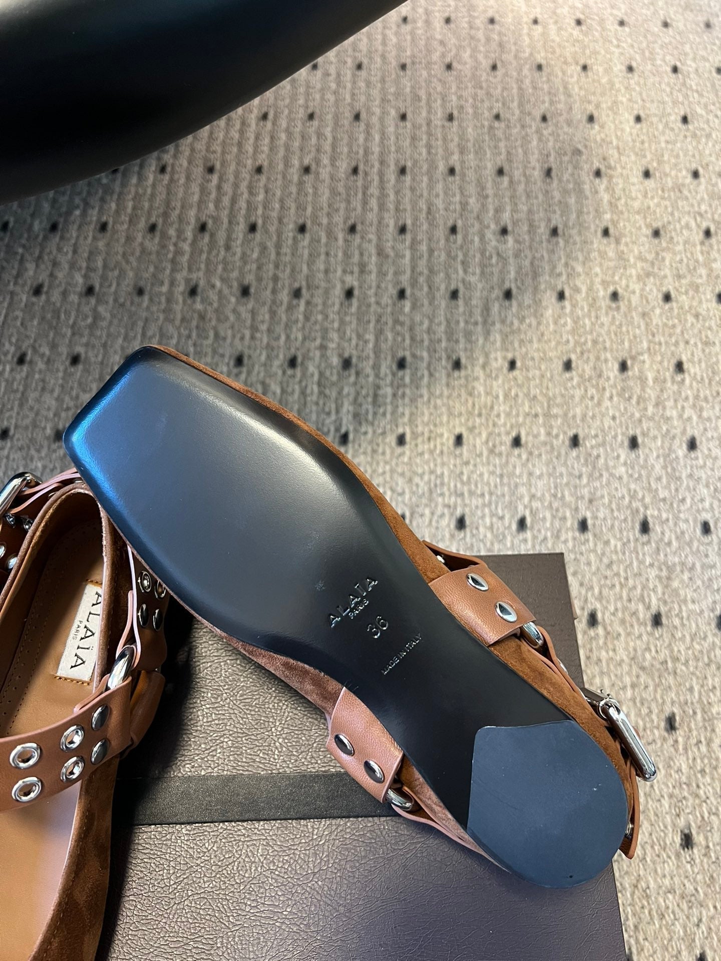 Alaia 25 Biker Ballet Flats Brown Chocolate  Suede 303730