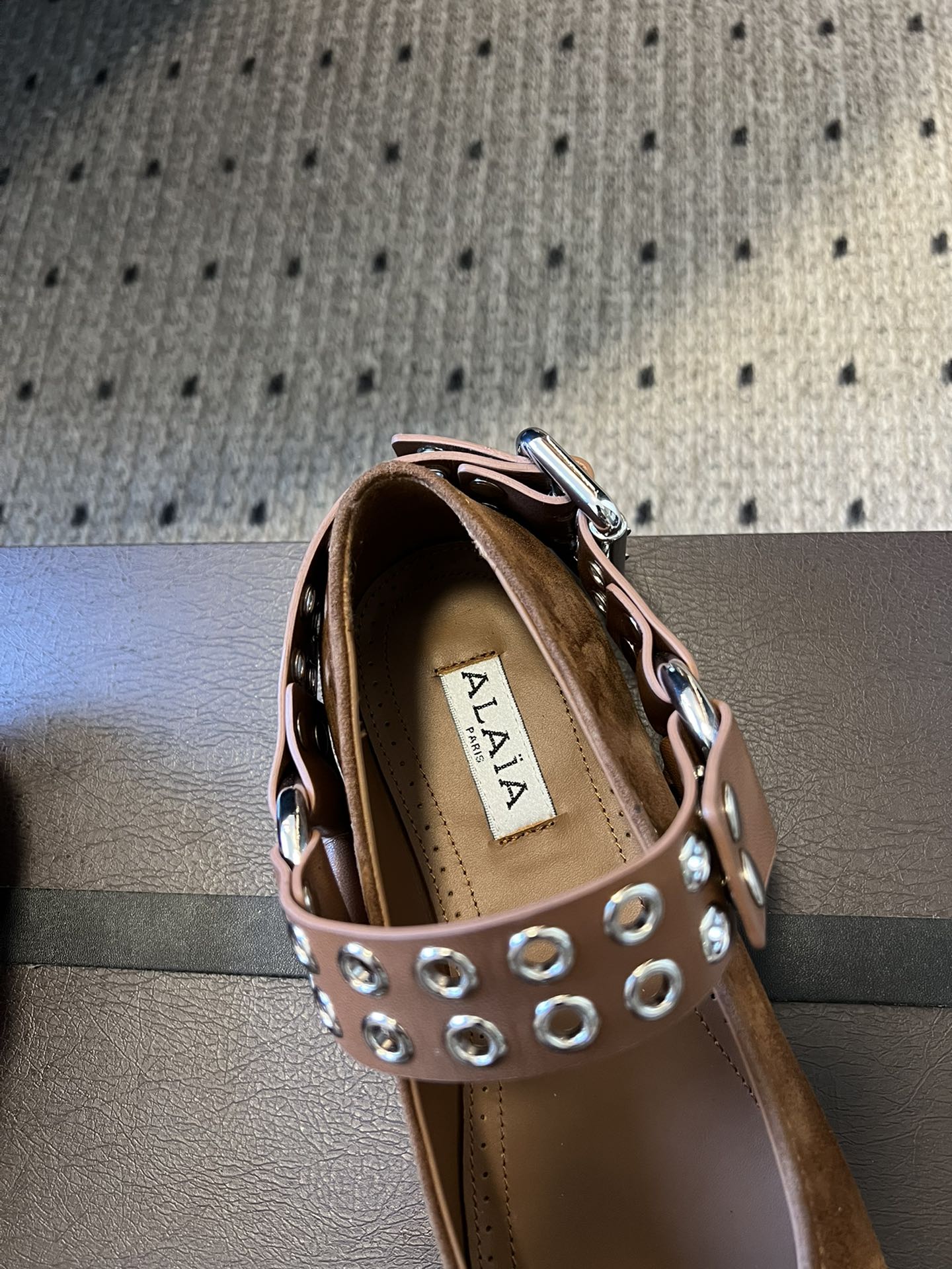 Alaia 25 Biker Ballet Flats Brown Chocolate  Suede 303730