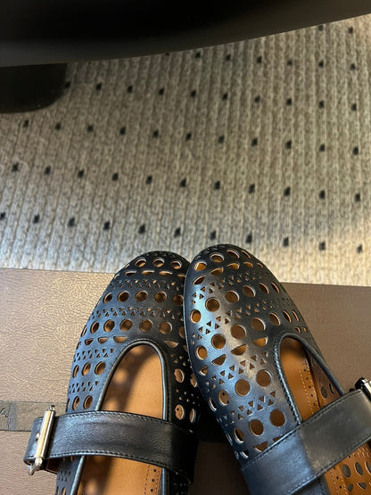 Alaia 25 Vienne Ballet Flats Black Lambskin 303713