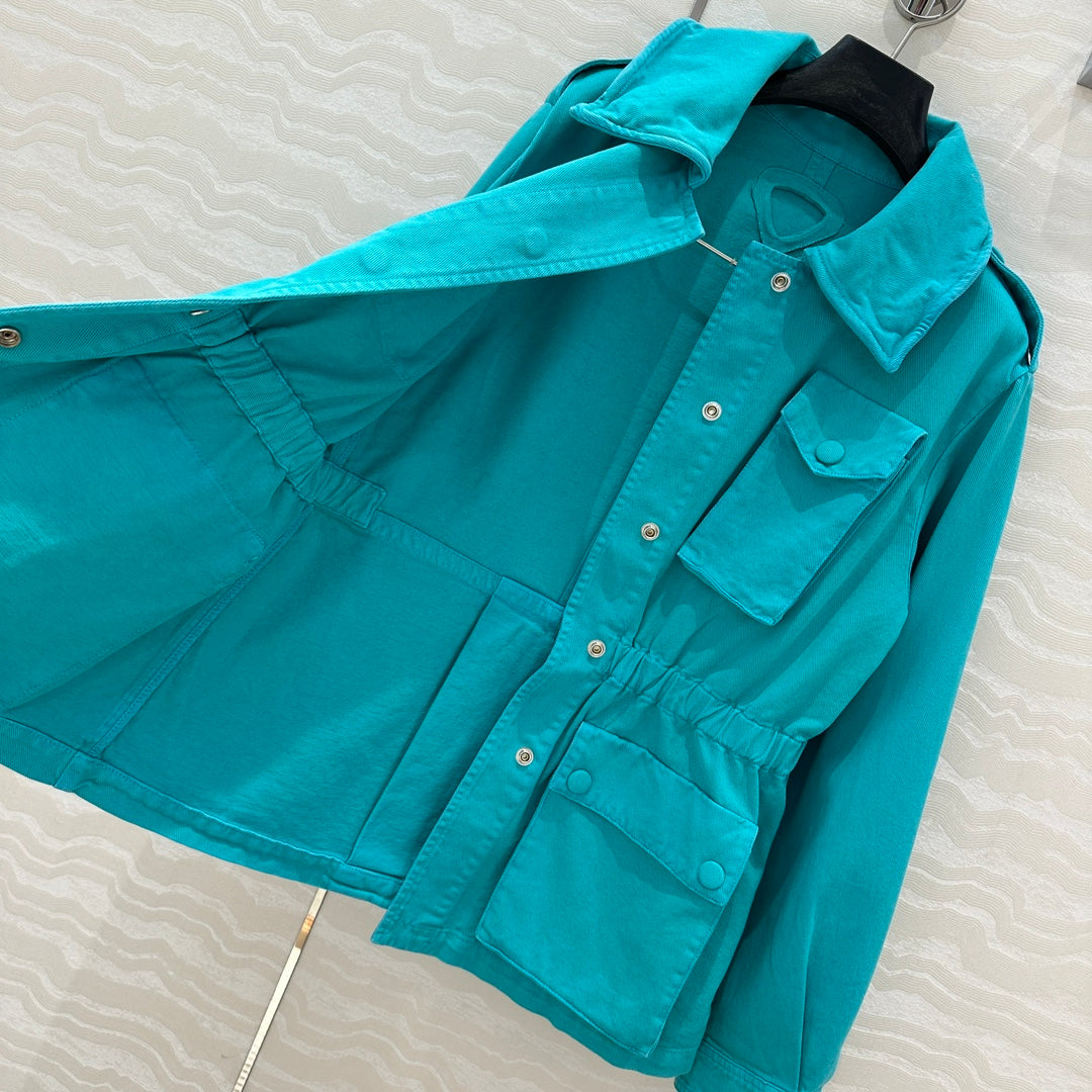 Prada 25 Hooded Jacket Blue-green Cotton