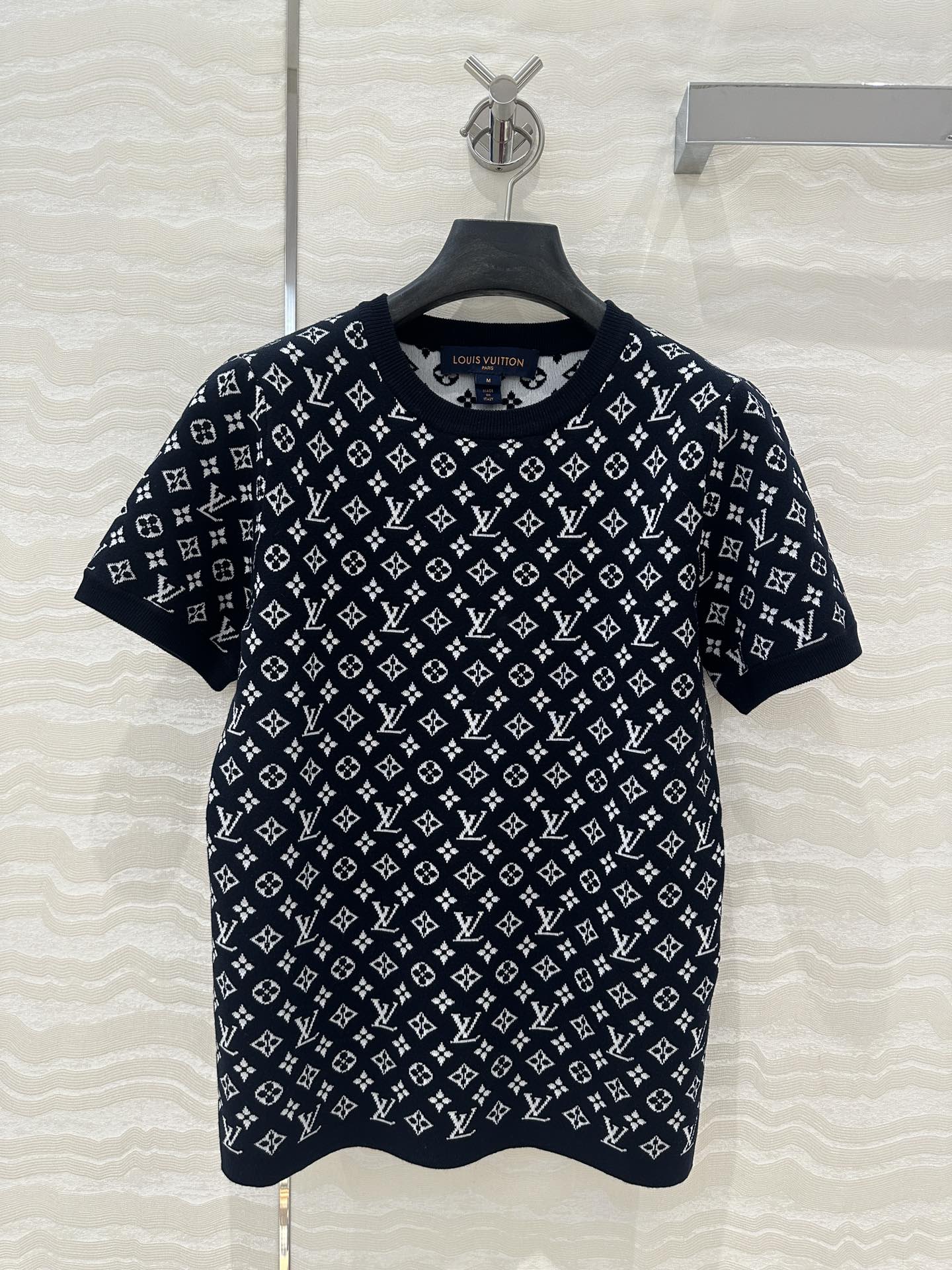 LV 25 T Shirt Black Cotton Cashmere