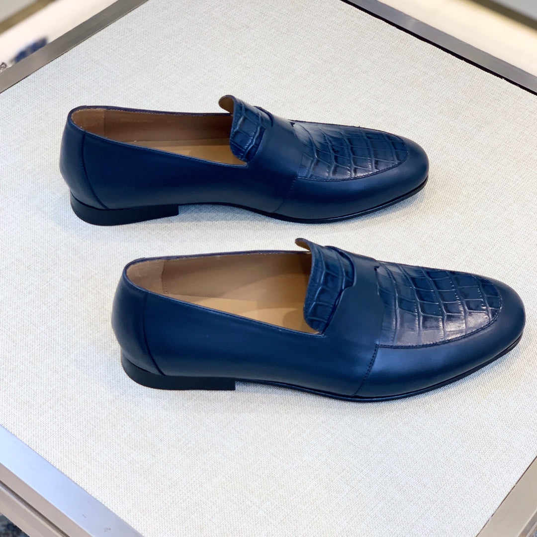 HM Men's Loafer Blue Calfskin 539702
