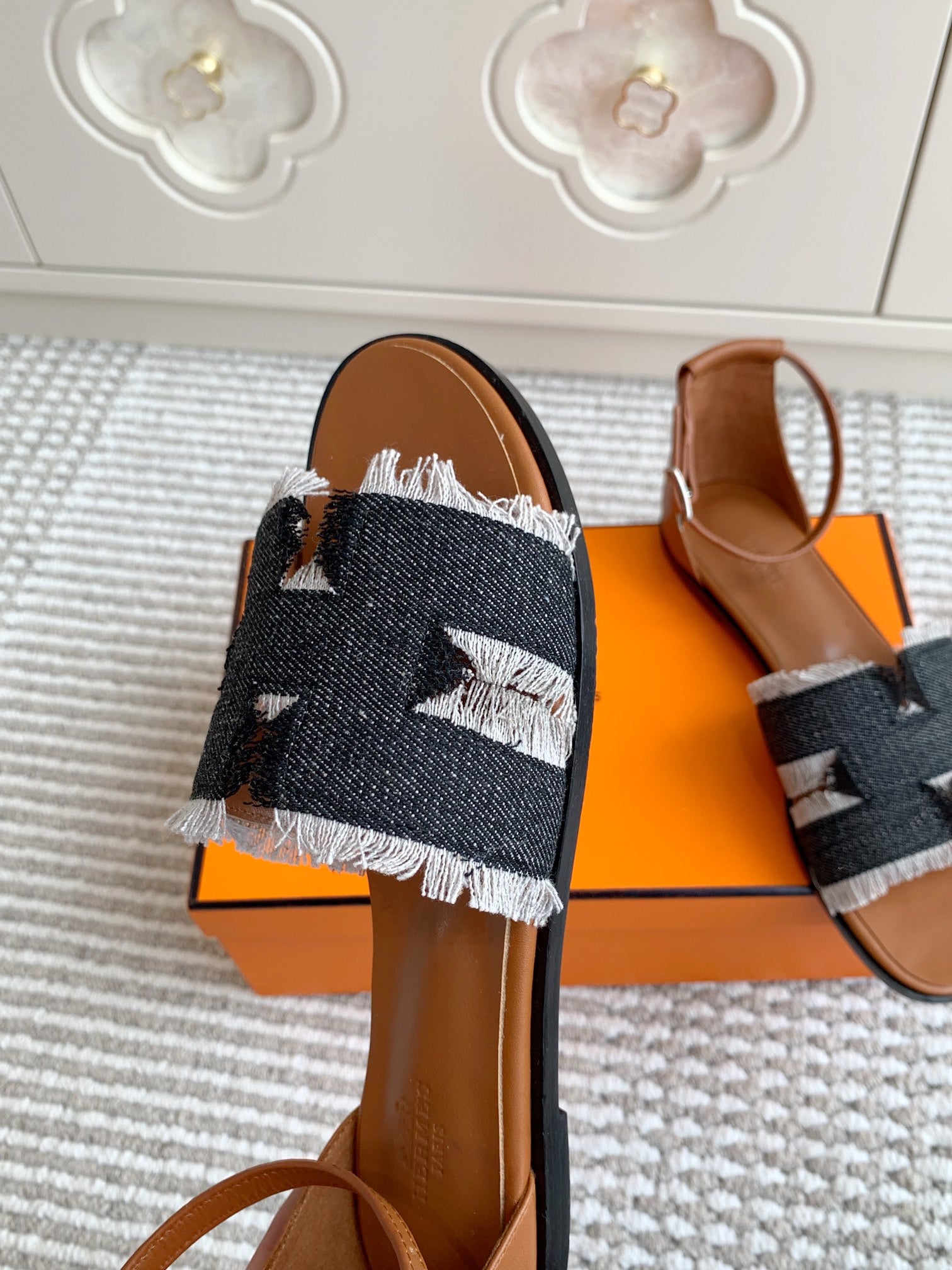 HM Santorini Sandal Raw Blue Cowhide 291387
