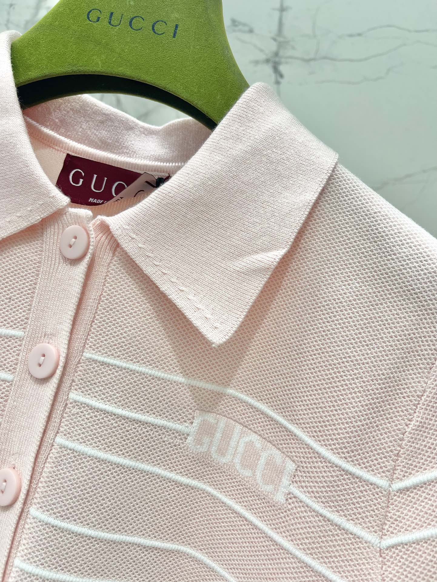 Gucci Polo Shirt Dress Pink Cotton Wool