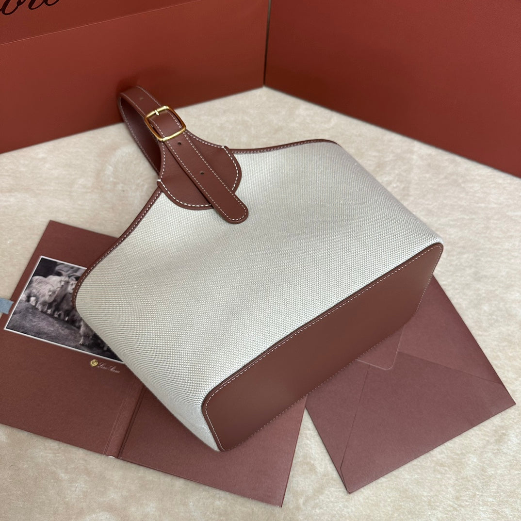 LP 2026 Bobbin Bucket Bag Natural/Caramel Sugar/Sun Gold Cotton Leather