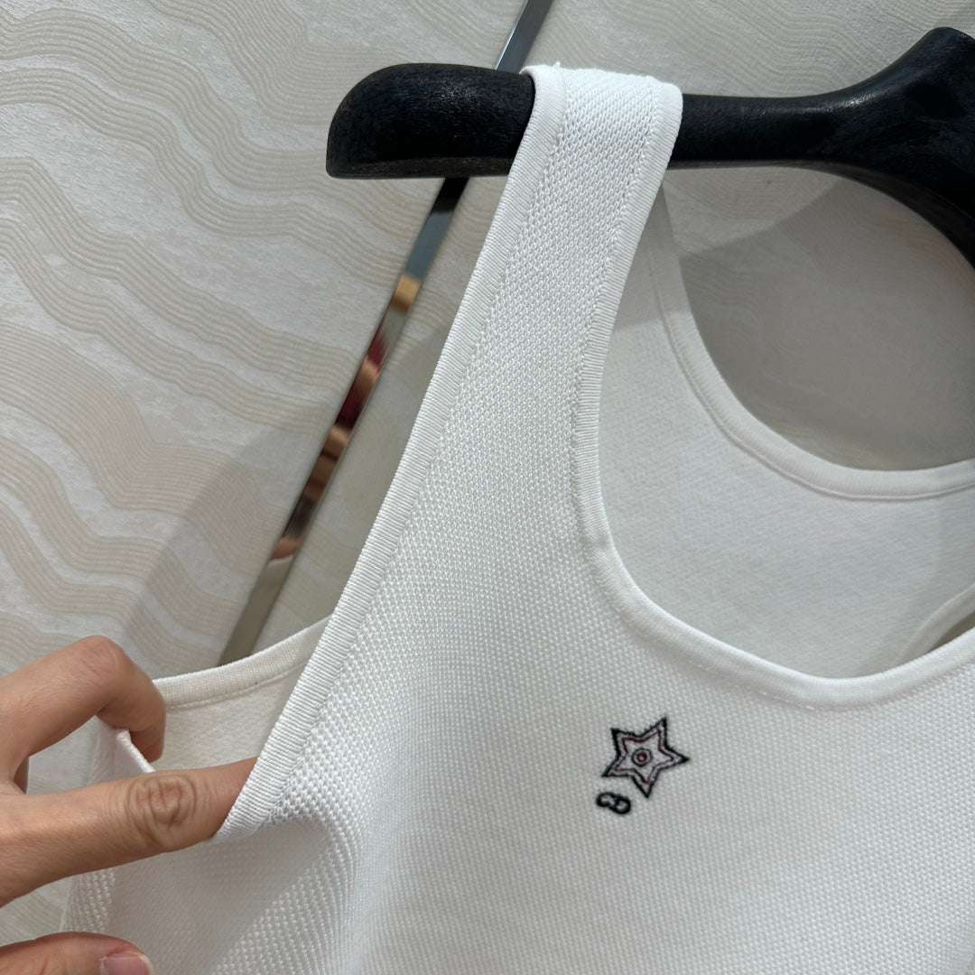 CD Sport Knitted Top Vest White Linen Silk