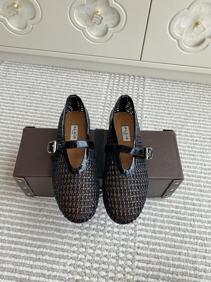 Alaia Women's Ballet Flat Black Lambskin 291052
