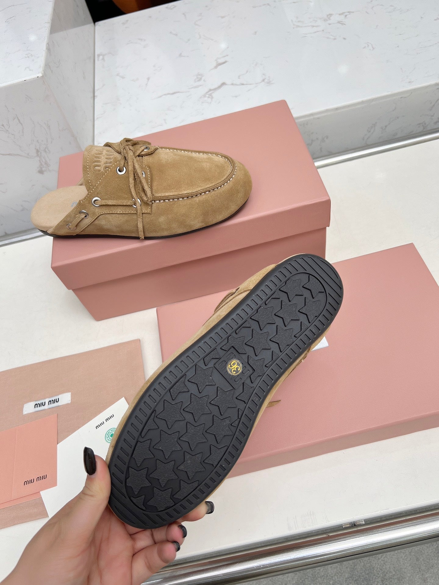Miumiu 2026 Faded Mules Light Brown Suede 326958
