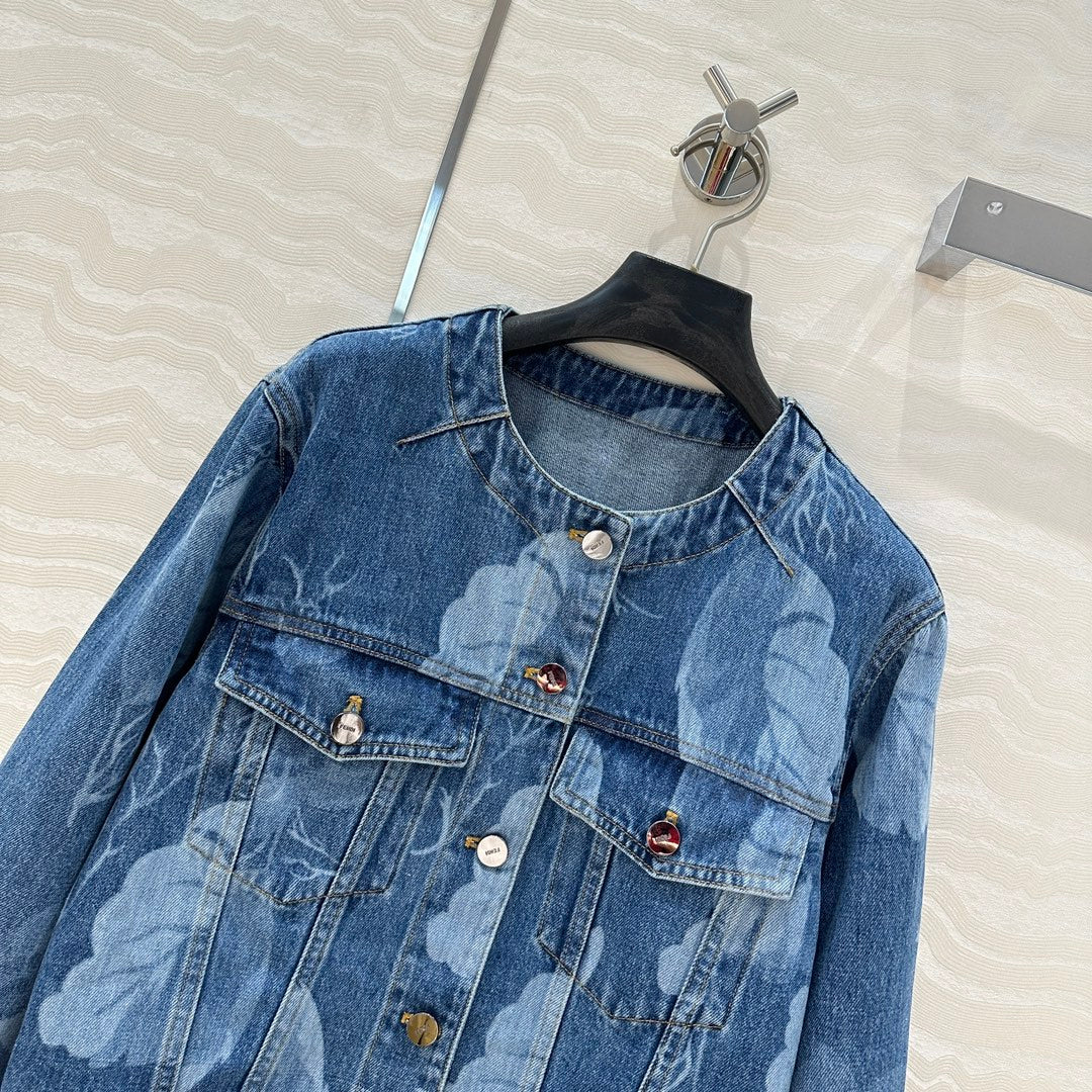 Fendi Flower Denim Jacket  Blue cotton