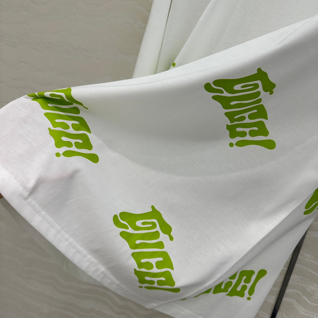 Gucci Short-sleeved T-shirt White Green Cotton