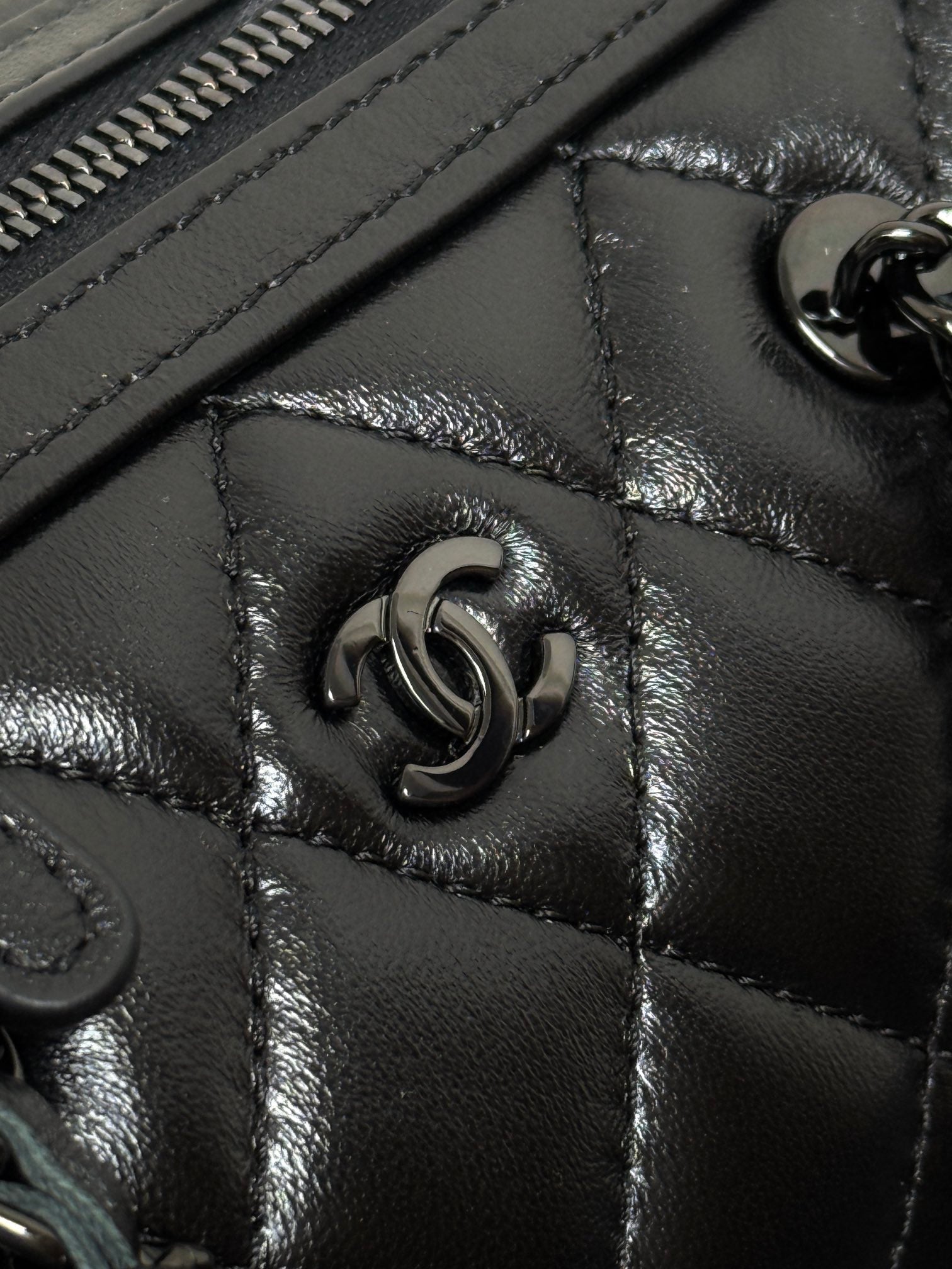 Chanel 2026 Bowling Bag 18.5cm Full Black Lambskin