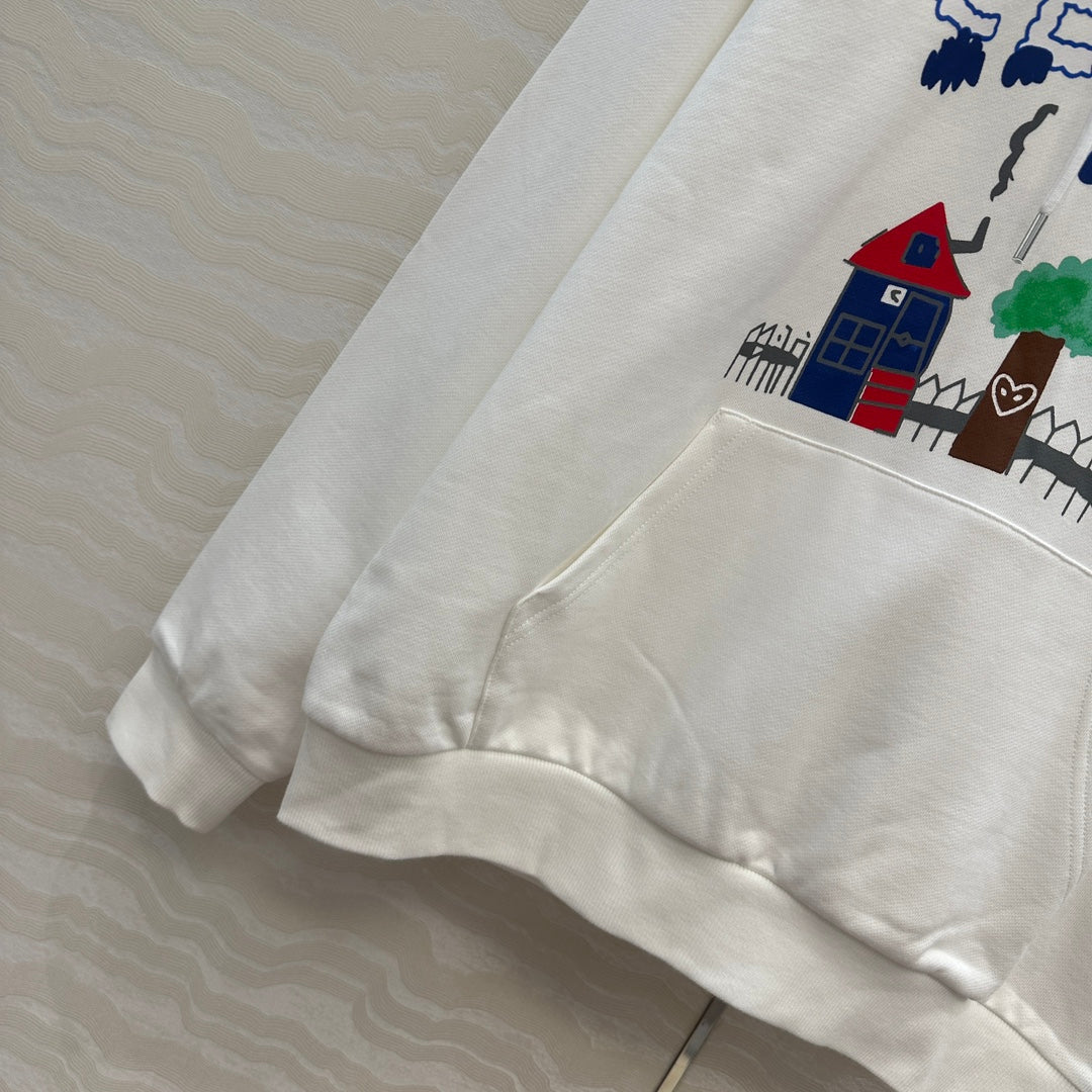 Celine 25 Hooded Sweatshirt White mix colors Cotton