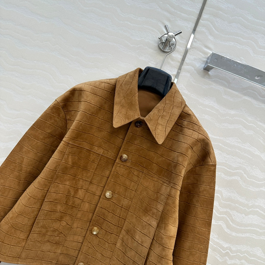Loewe 25 Suede Jacket Windsor Tan