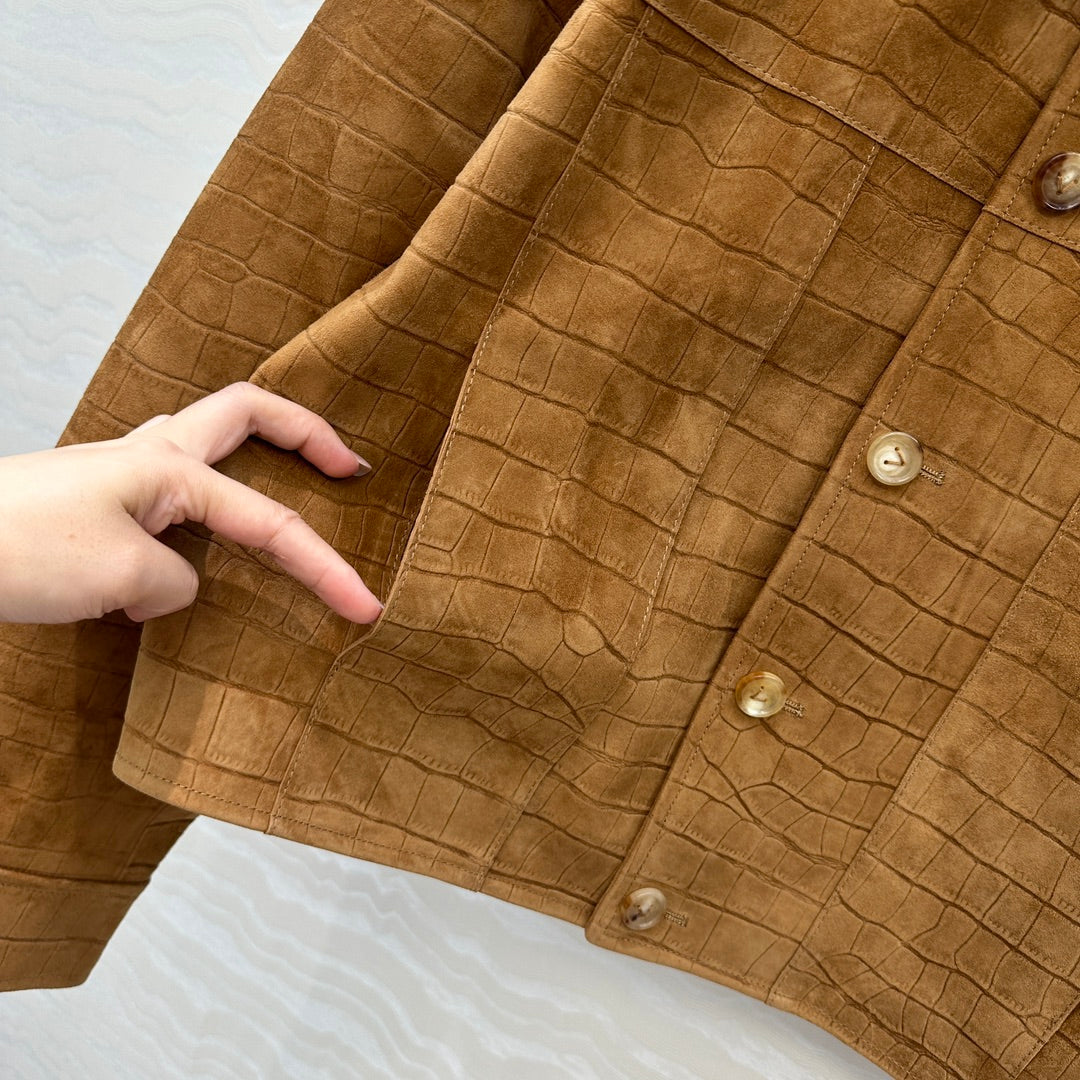 Loewe 25 Suede Jacket Windsor Tan