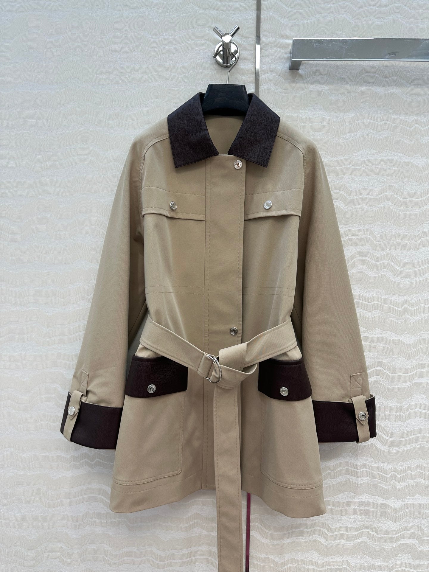 HM 25 Jacket Light Brown Fabric Mixed With Leather 02654