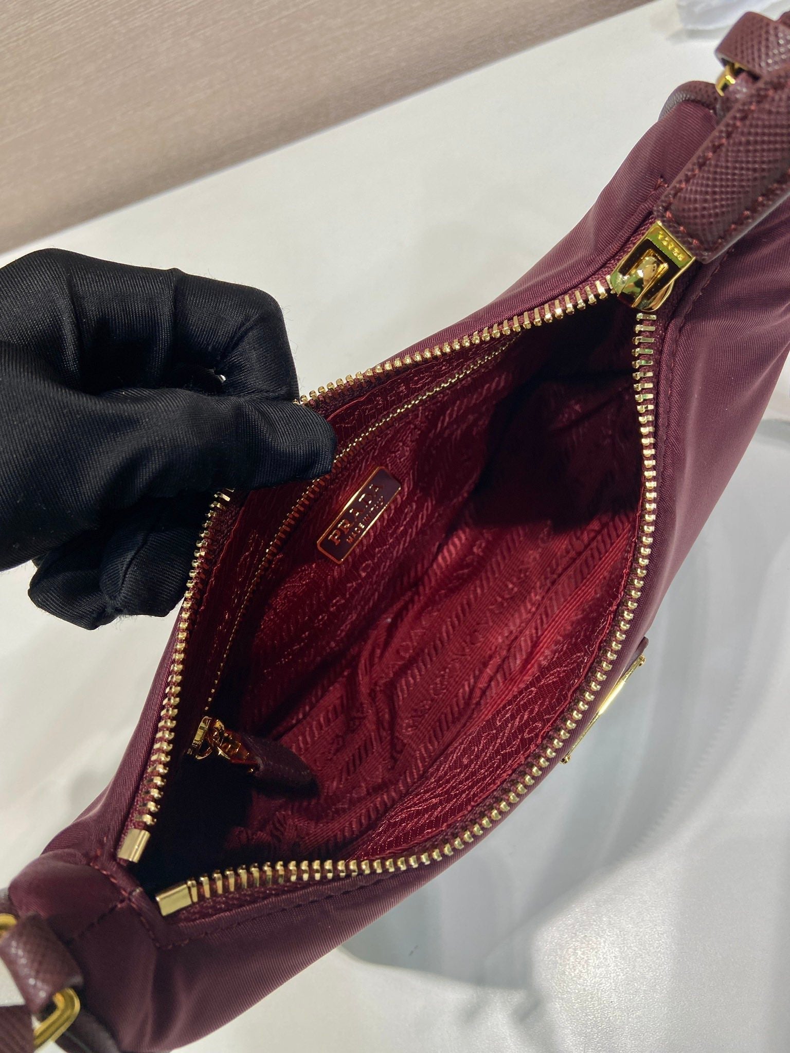 PRA Shoulder Bag 22 burgundy nylon fabric 280825