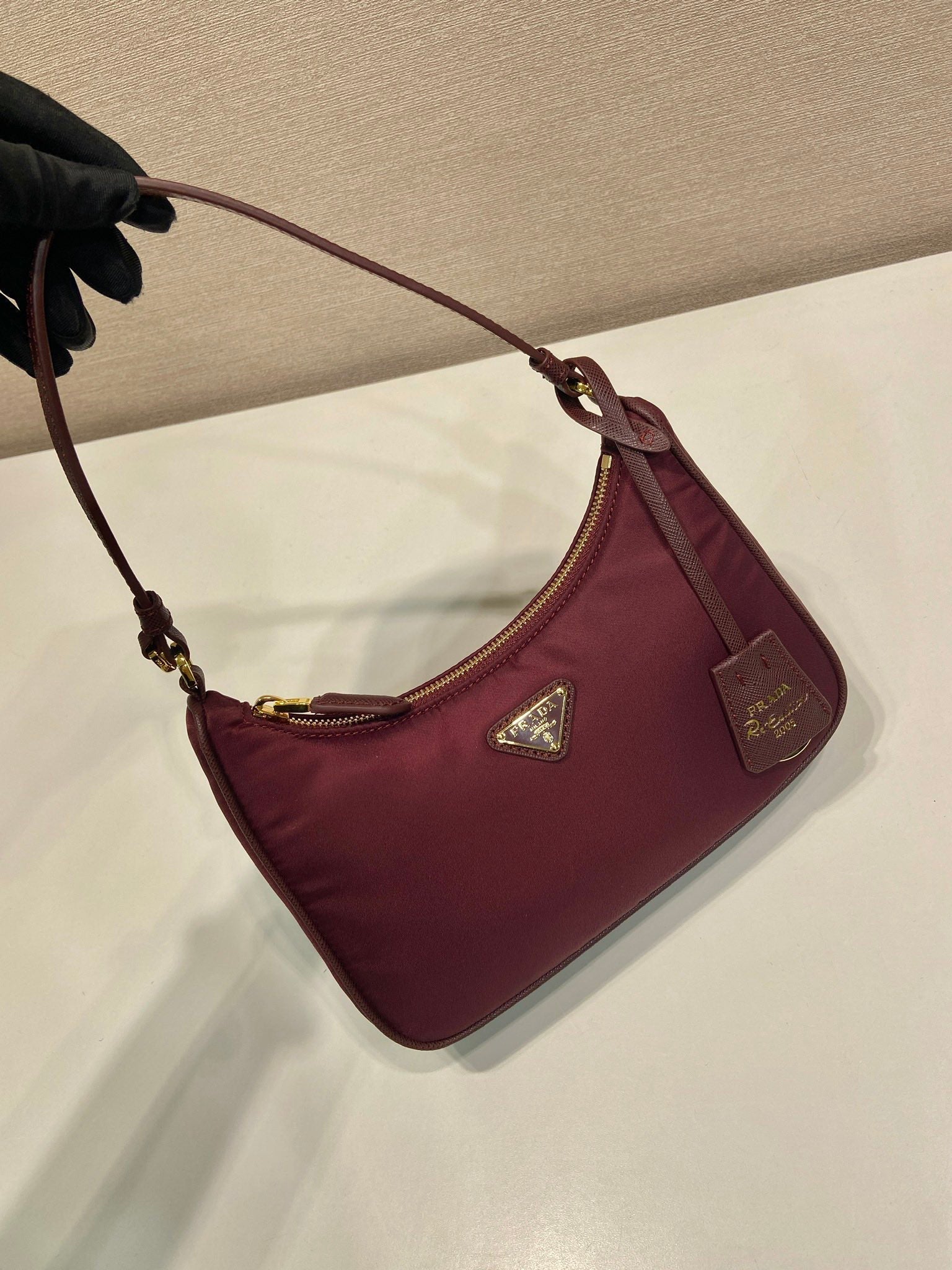 PRA Shoulder Bag 22 burgundy nylon fabric 280825