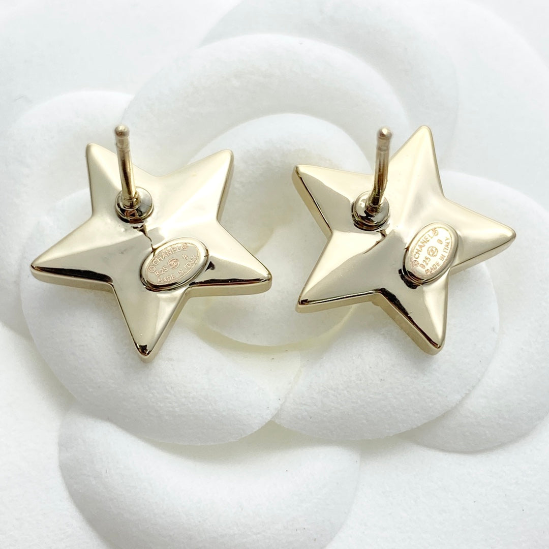 CC Light Gold Double C Star Earrings