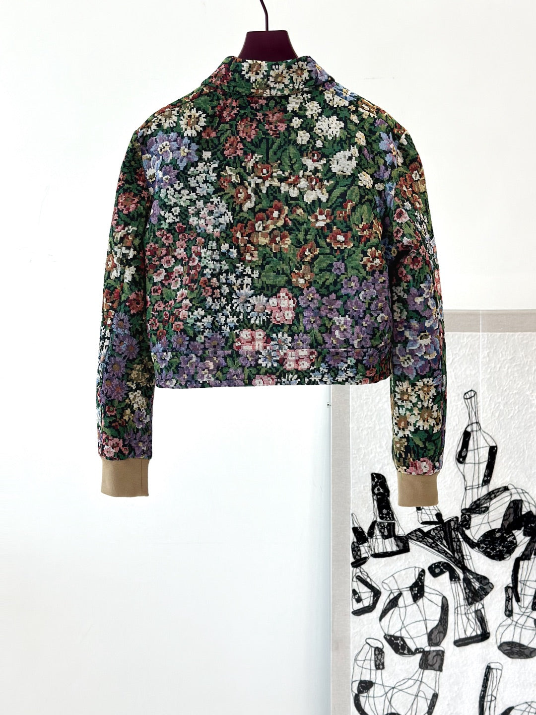Celine 25 Flower Jacket Green mix colors Cotton