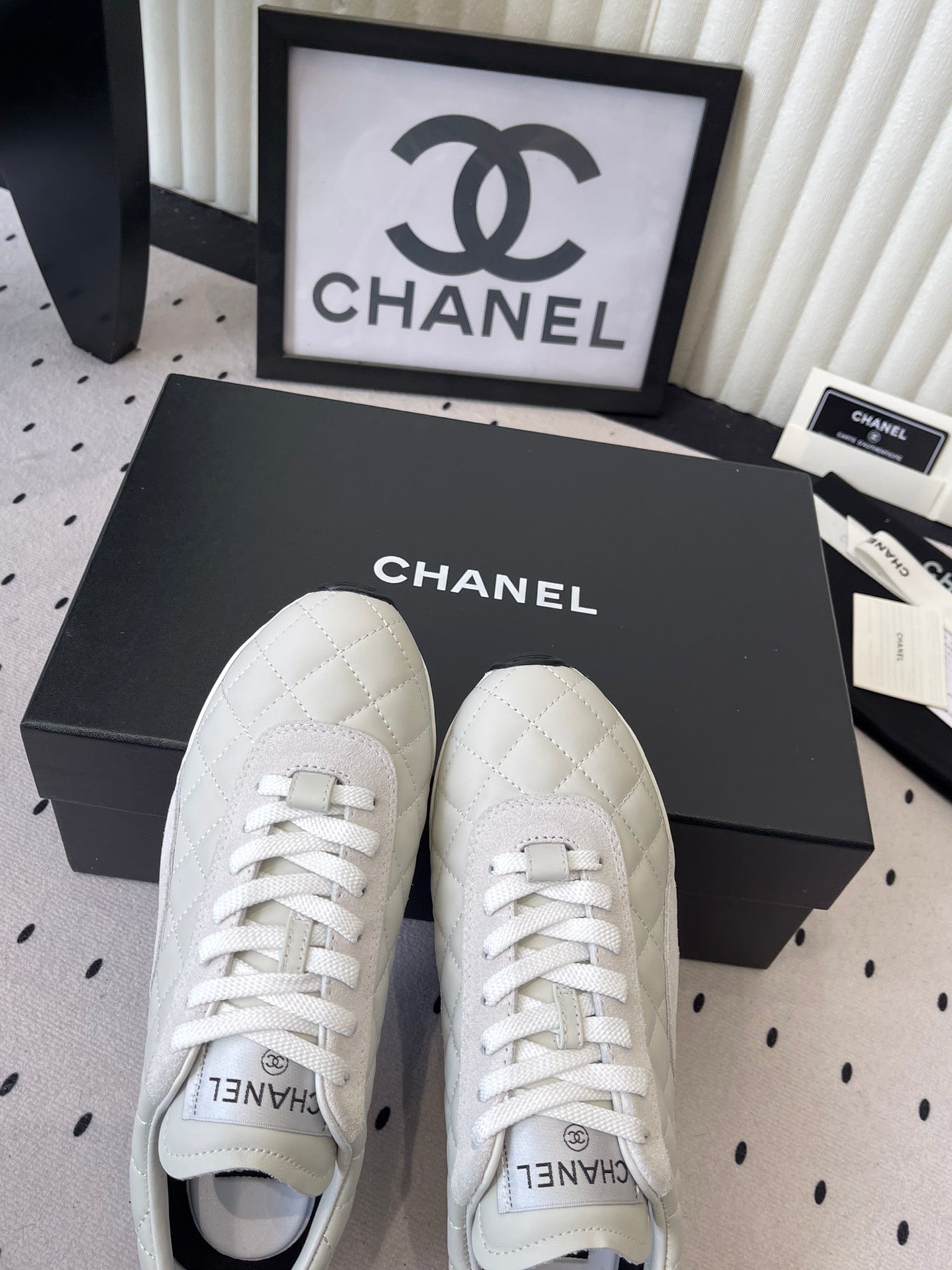 Chanel 2025 Quilted Sneaker White Suede Lambskin 554520
