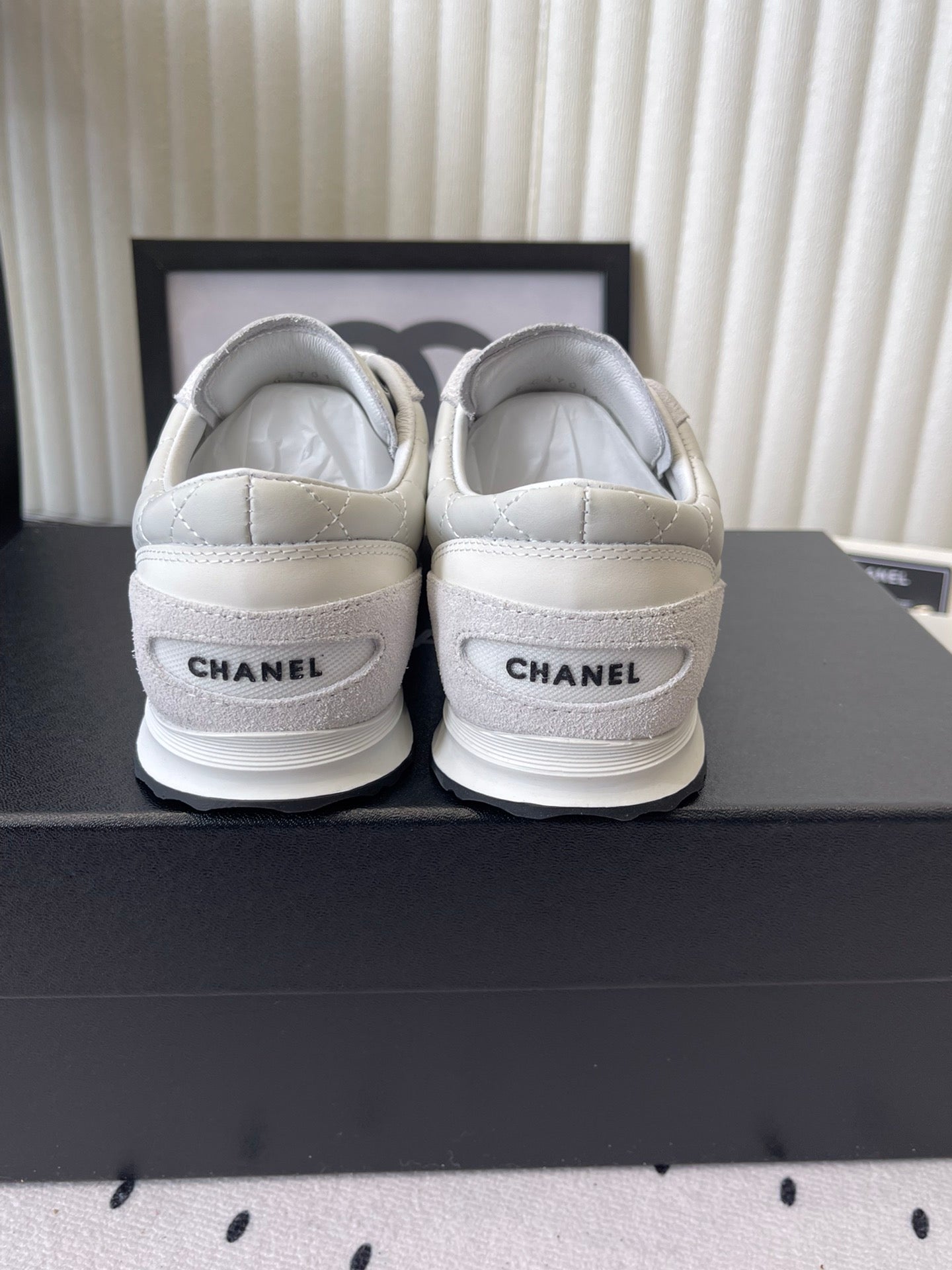 Chanel 2025 Quilted Sneaker White Suede Lambskin 554520