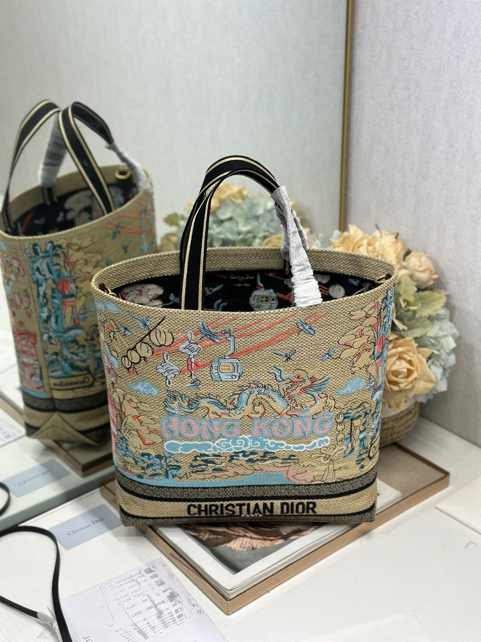 Dior 2026 City Postcard Resort Style Handbag "Hong Kong Exclusive" Canvas 288602