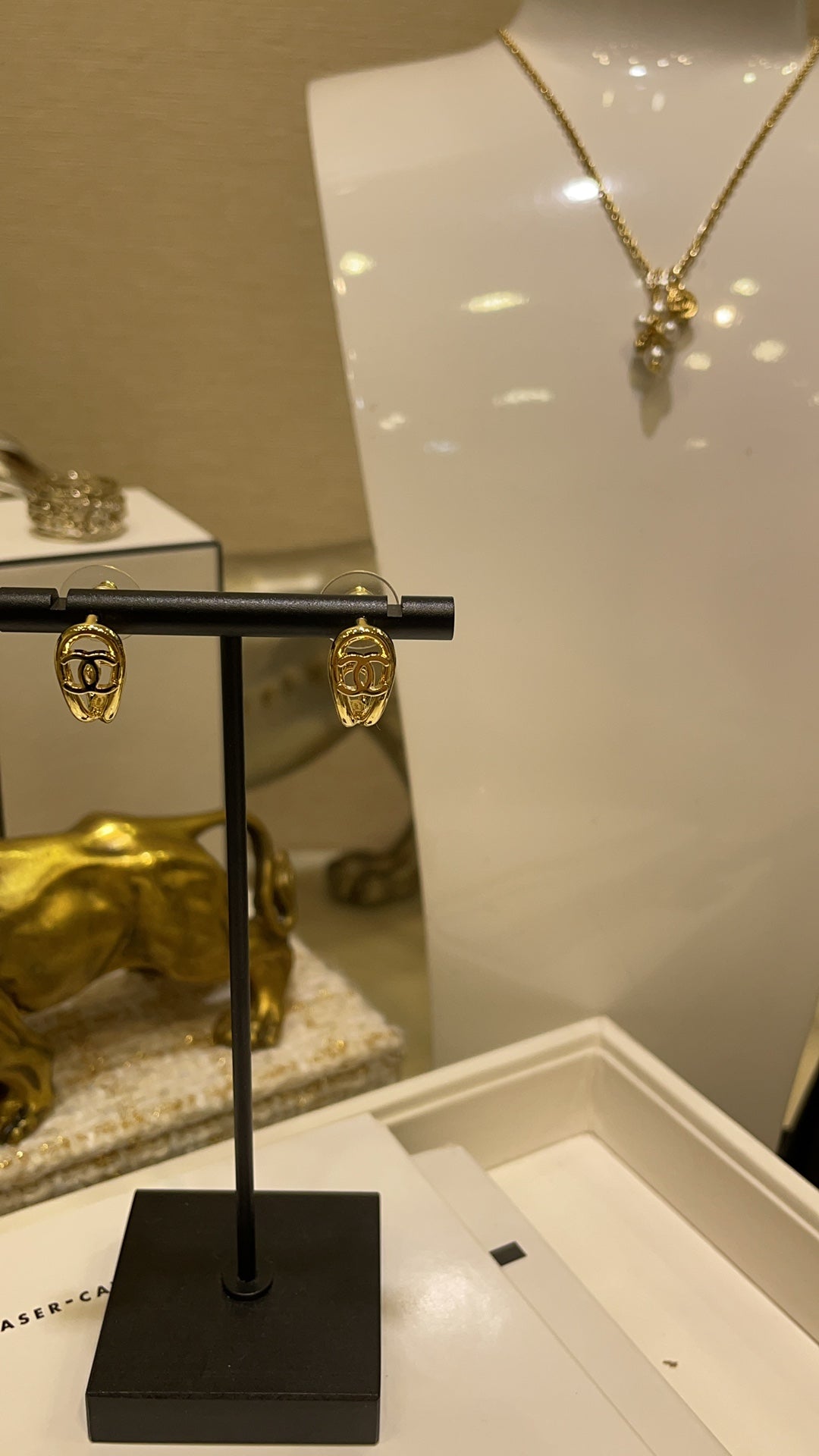 Chanel 2026 Hollowed-out CC Gold Teardrop Earrings