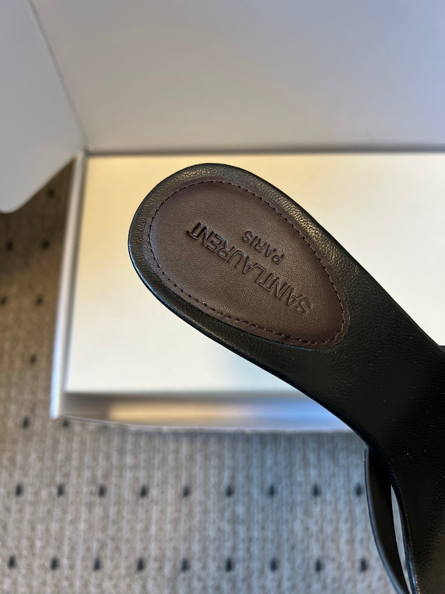 YSL 26ss High Heeled Mules 75 Black Cowhide 651765