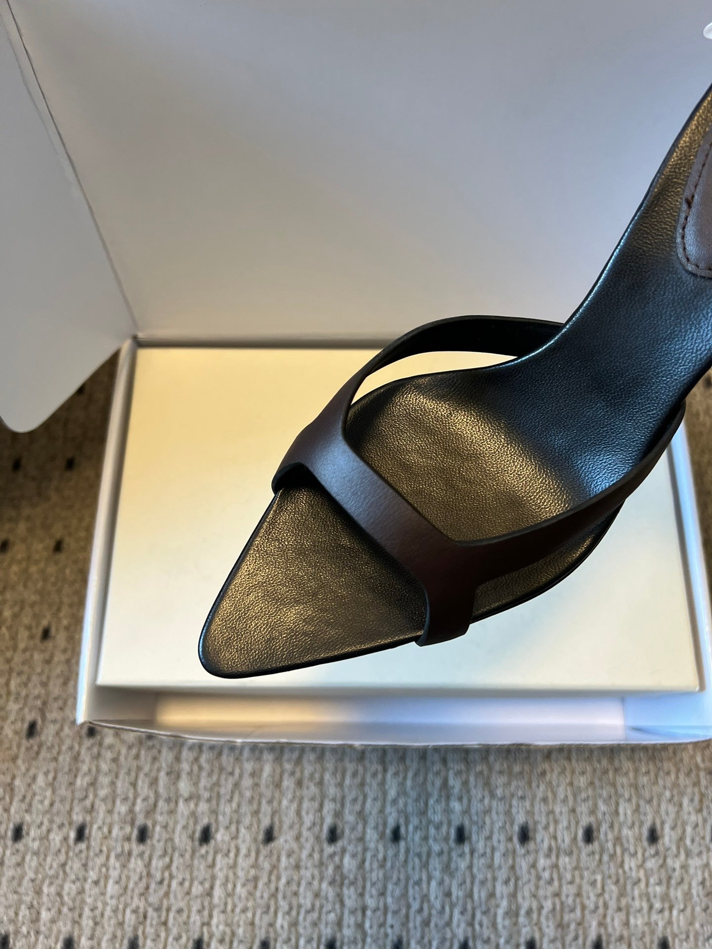 YSL 26ss High Heeled Mules 75 Black Cowhide 651765