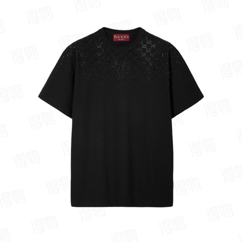 GC 2026 Men's Short-Sleeve T-Shirt Black Rhinestone Cotton 697271