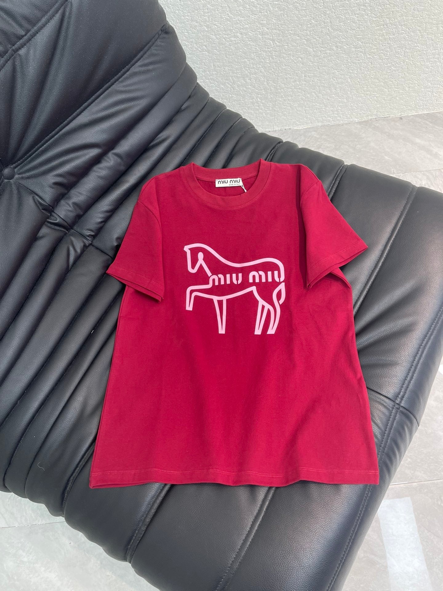 Miumiu 2026 Crew Neck Short-Sleeve T-Shirt with Logo Cotton 344319