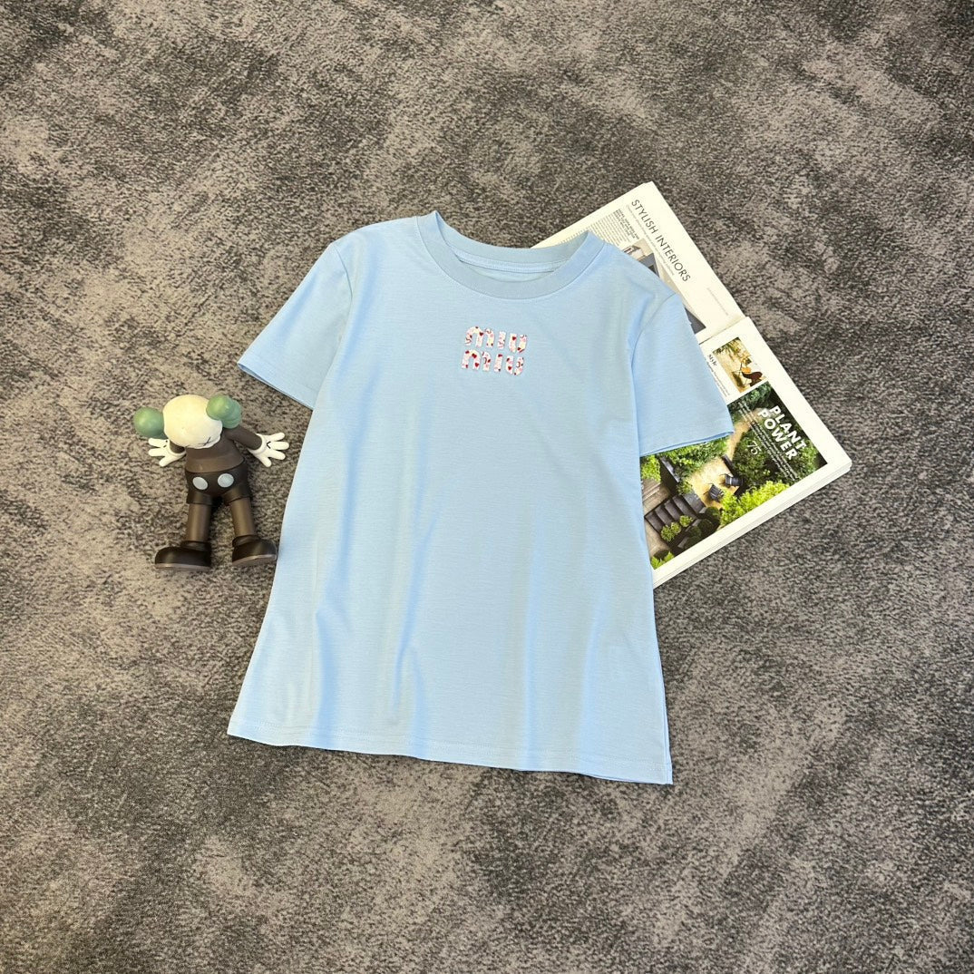 Miumiu 2026 T-shirt White Black Pink Blue Cotton 359284