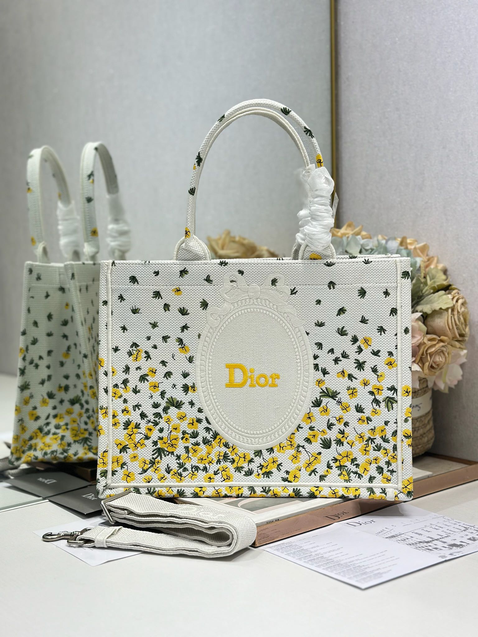 Dior 2026 Book Tote Bag With Buttercup Dior Embroidery Canvas