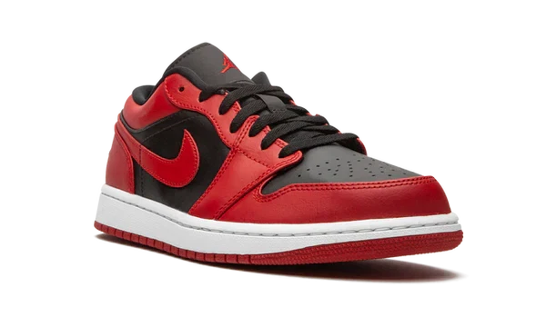 Nike Air Jordan 1 Low Bred Toe Red Black Leather