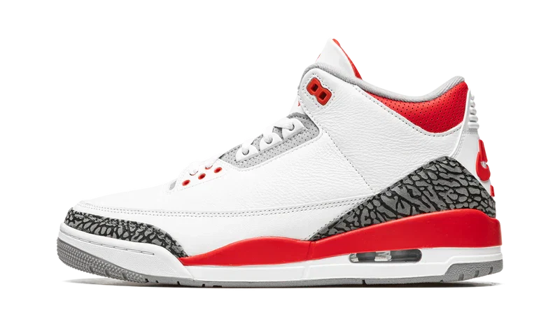Nike Air Jordan 3 Fire Red White Gray Cowhide