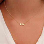 Peach Heart Shaped Letter Pendant on Alloy Necklace