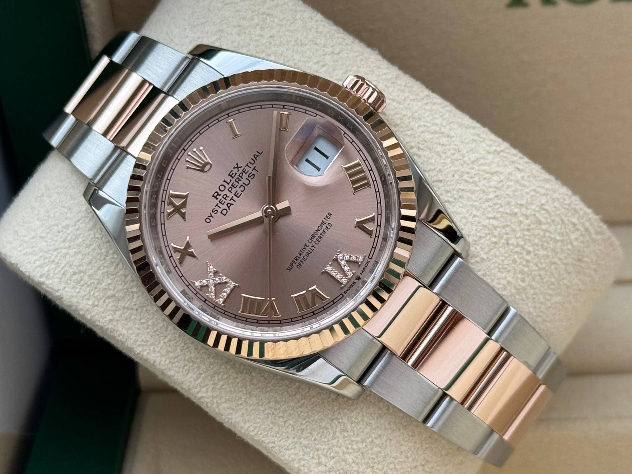 Rolex Datejust 36mm Stainless Steel and Rose Gold Rose VI IX Roman Oyster