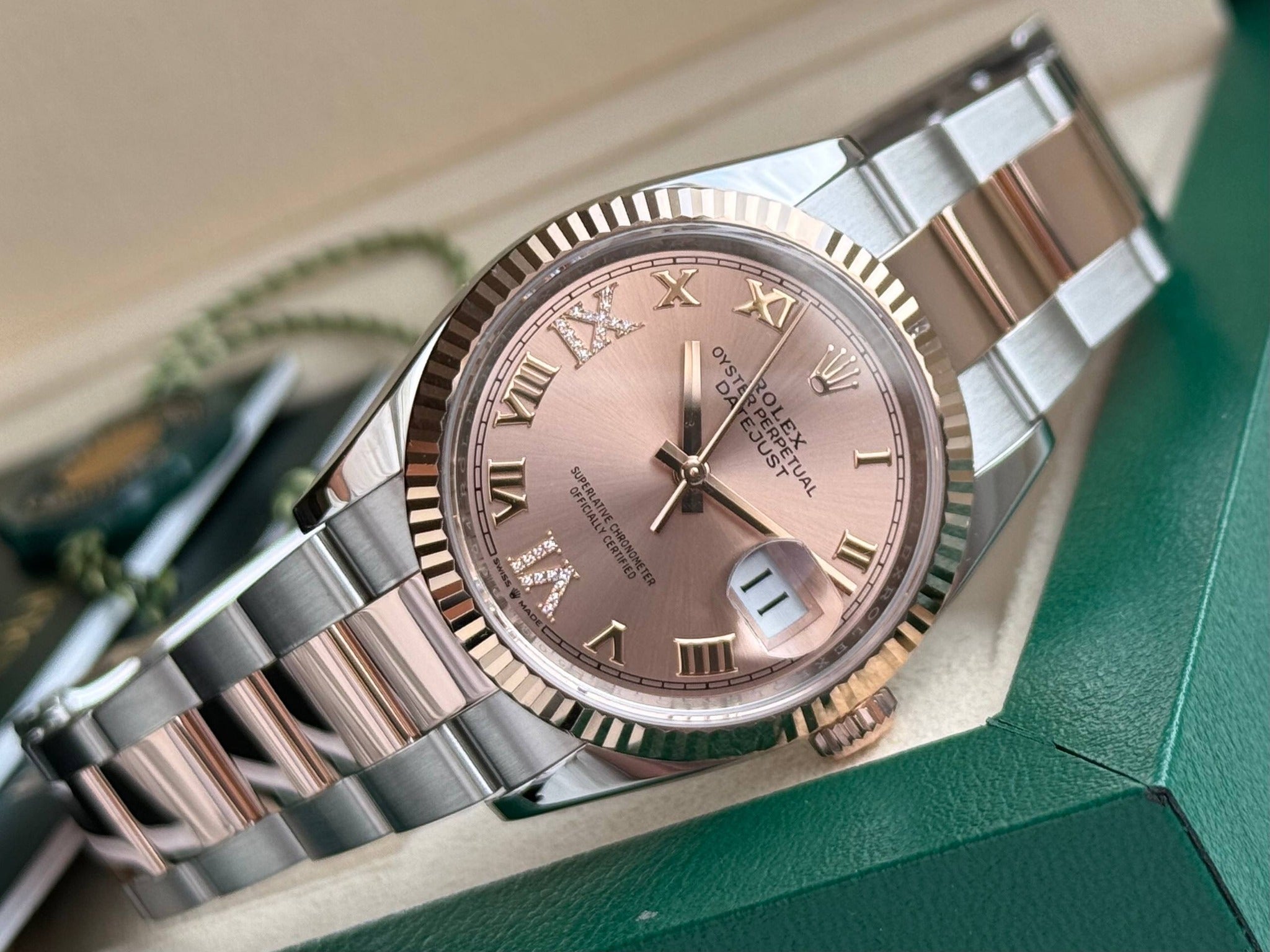 Rolex Datejust 36mm Stainless Steel and Rose Gold Rose VI IX Roman Oyster