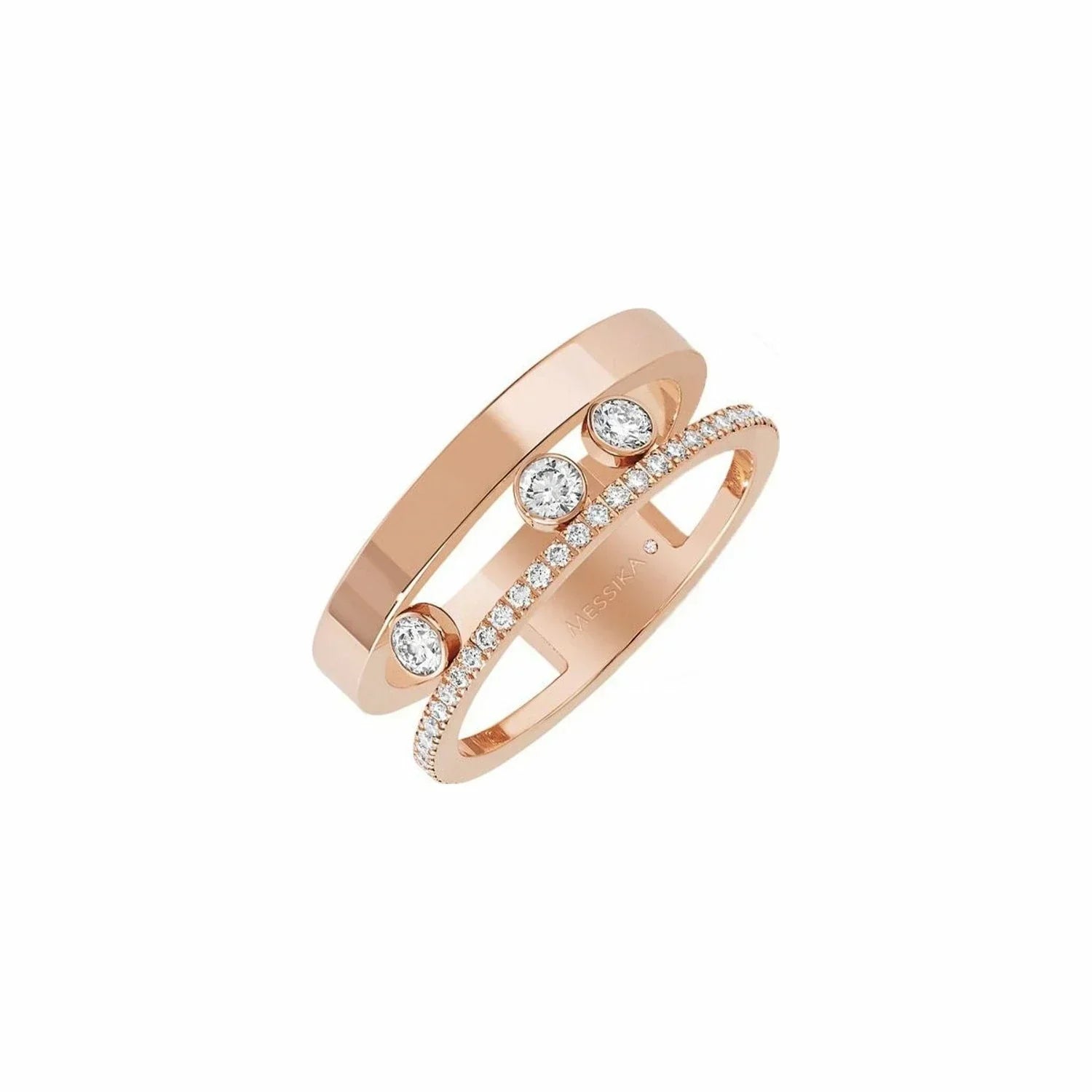 MOVE ROMANE PINK GOLD AND SILVER DIAMOND RING