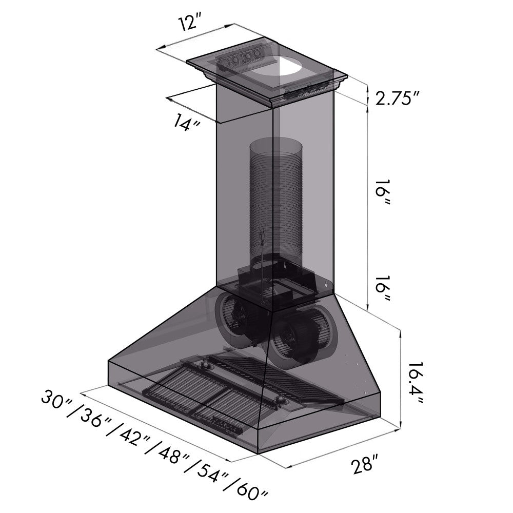 ZLINE Professional Wall Mount Range Hood in Stainless Steel with Built-in CrownSound™ Bluetooth Speakers (697CRN-BT)