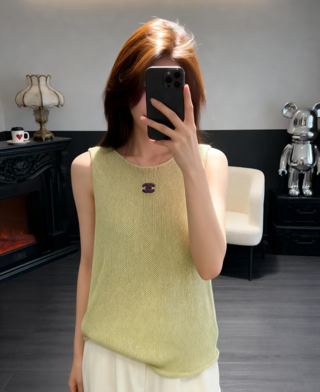Chanel 2026 Vest Green and White Cotton