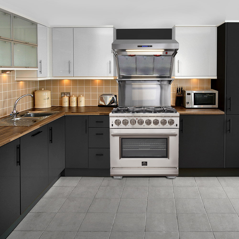 Forno FFSGS6156-36 36″ Galiano Gas Range with 240 Volt Electric Oven