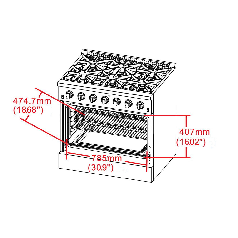 Forno FFSGS6156-36 36″ Galiano Gas Range with 240 Volt Electric Oven