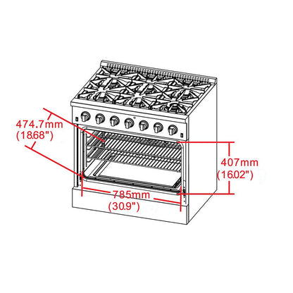 Forno FFSGS6156-36 36″ Galiano Gas Range with 240 Volt Electric Oven