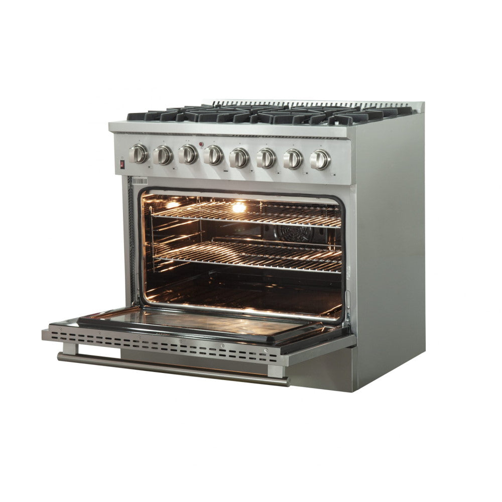 Forno FFSGS6156-36 36″ Galiano Gas Range with 240 Volt Electric Oven