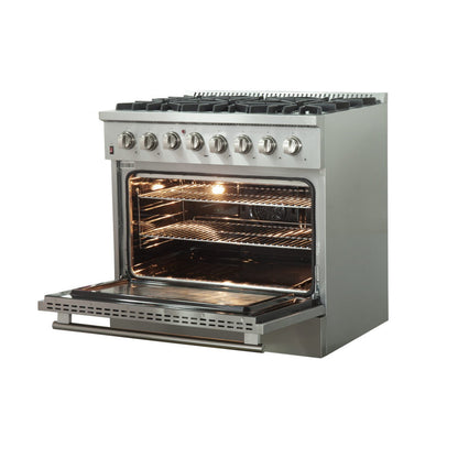 Forno FFSGS6156-36 36″ Galiano Gas Range with 240 Volt Electric Oven