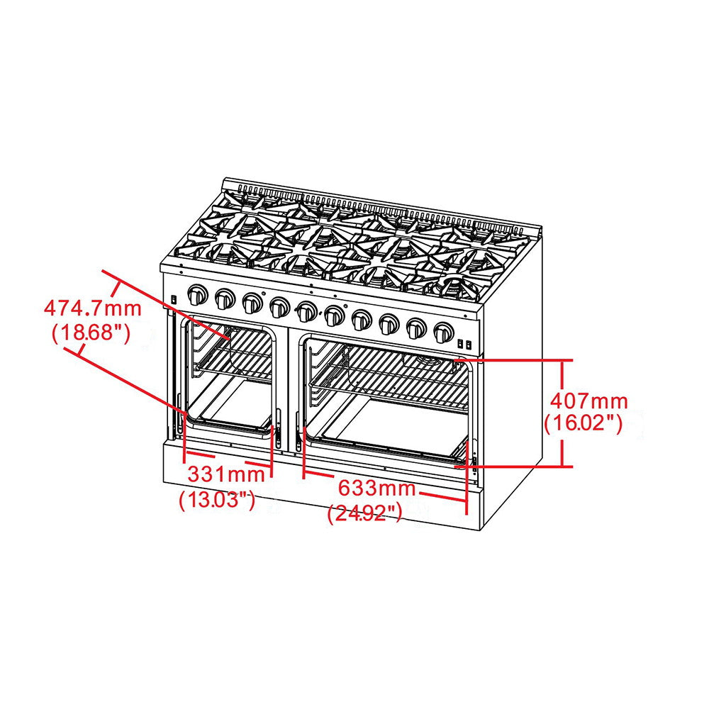 Forno FFSGS6187-48 48″ Capriasca Gas Range with 240 Volt Electric Oven