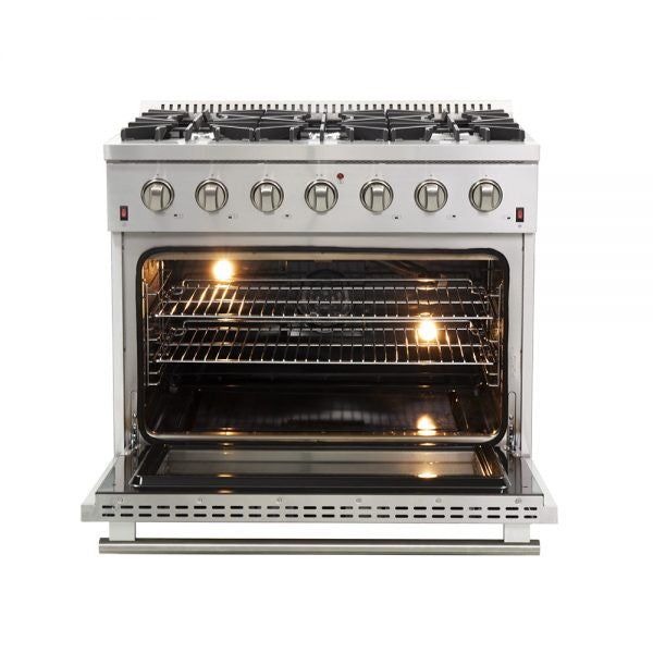 Forno FFSGS6244-36 36″ Galiano Gas Range with FORNO ALTA QUALITA Pro-Style Gas 6 Italian Burners 83,000 BTU All Stainless Steel
